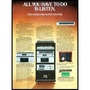 1980 Sansui 900 Super System Vintage Print Ad Audiophile Wall Art Component